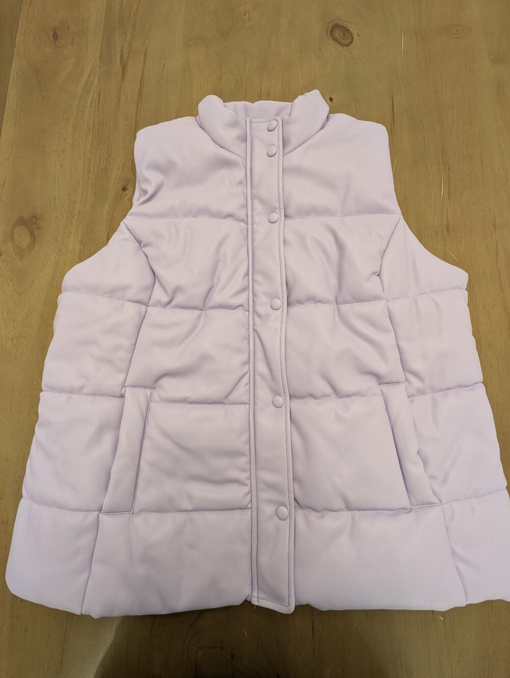 Isaac Mizrahi Faux Leather Lilac Puffer Vest Women's Size Large
